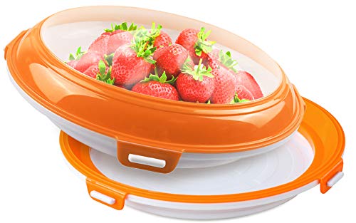 Food Preservation Tray - Stackable, Reusable Food Tray with Plastic LidRed  in 2023