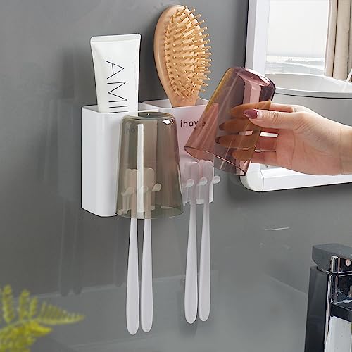 iHave Bathroom Toothbrush Holder and Toothpaste Dispenser Set