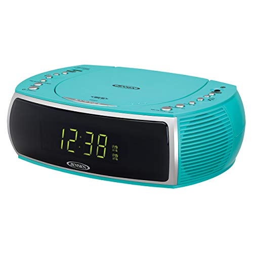 Jensen Turquoise CD Tabletop Stereo Clock Radio with USB Port