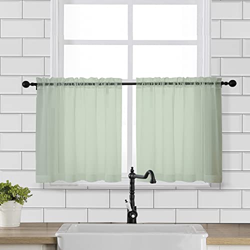 OVZME Small Sheer Tier Curtains Half Kitchen Curtain Sheers