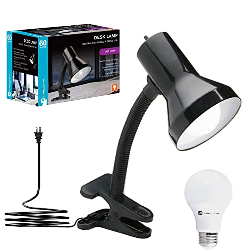 Clip on Desk Lamp with Clamp Base and Adjustable Gooseneck