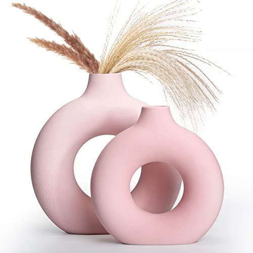 Light Pink Ceramic Vase for Modern Home Decor