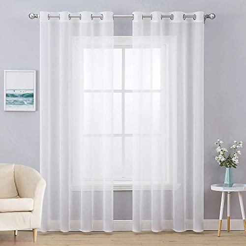 Elegant White Sheer Curtains - MIULEE