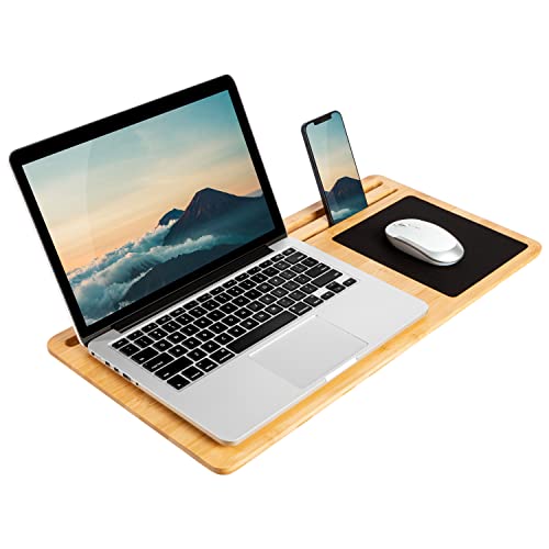 Bamboo Lap Board with Mouse Pad and Phone Holder