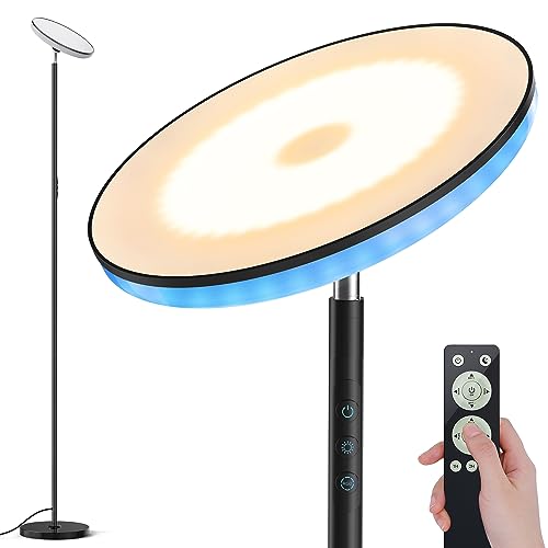 Bright Torchiere LED Floor Lamp with Remote