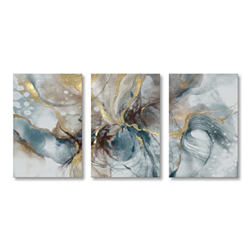 Turquoise and Gold Abstract Canvas Prints