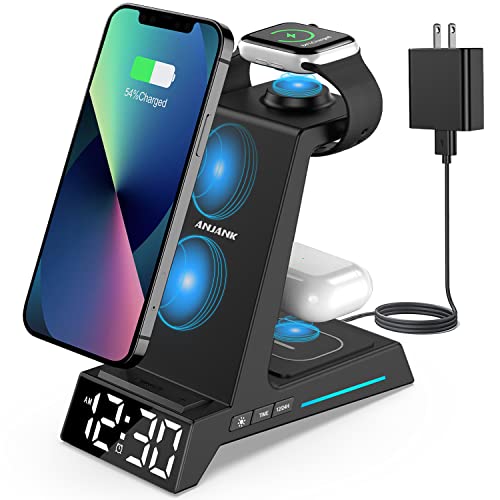 4 in 1 Wireless Charging Station with Alarm Clock