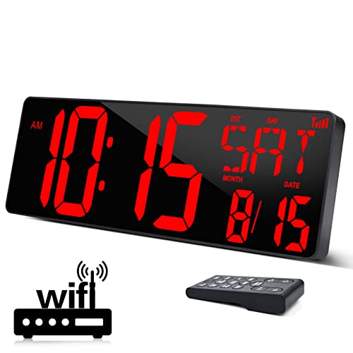 XREXS WiFi Digital Wall Clock with Temperature/Date/Week