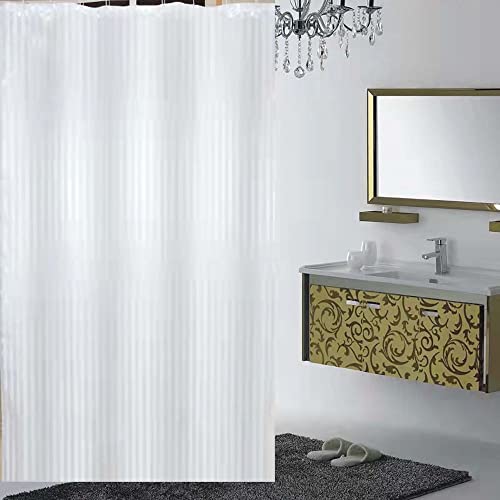 Cloth Shower Curtain Liner, White Yin and Yang Strips