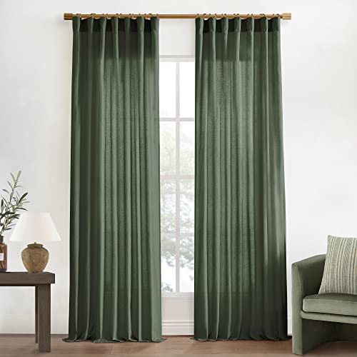 Olive Green Curtains - Boho Natural Bedroom Home Decor