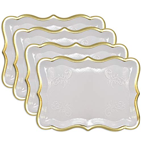 Elegant Disposable Paper Trays with Gold Rim Border