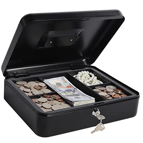 Lovndi Large Cash Box with Money Tray and Lock
