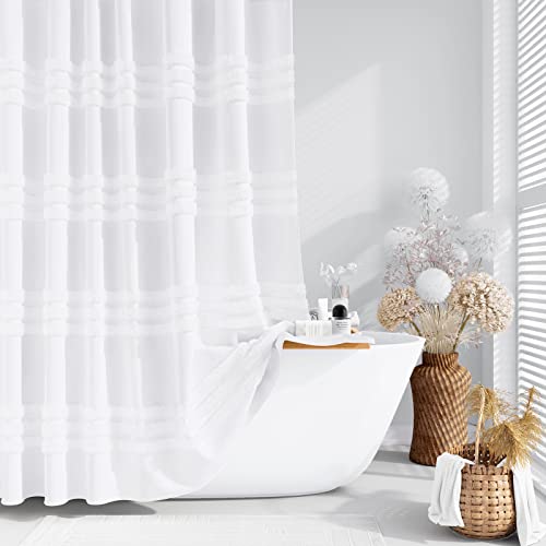 Elegant Tufted Chenille Striped Shower Curtain