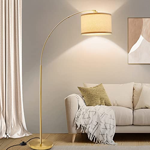 Gold Modern Floor Lamp with Adjustable Lampshade