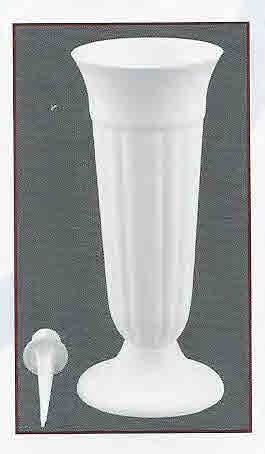 Memorial Cemetery Vases - Set of 2 White Plastic