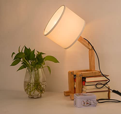 ELINKUME Cute Wooden Robot Desk Lamp