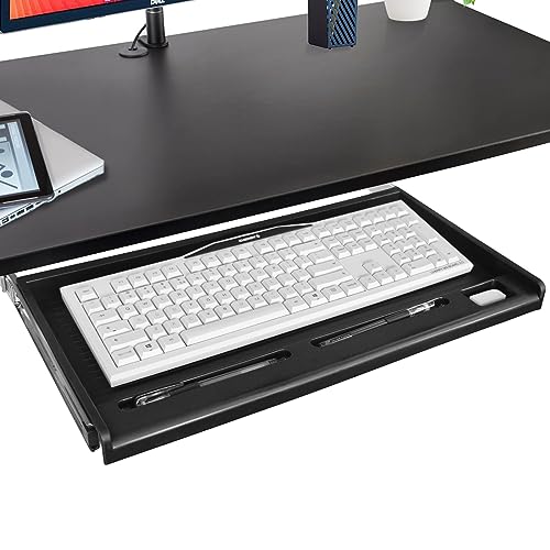TOOCUST Keyboard Tray with Pen Tray, Desk Extender, Black