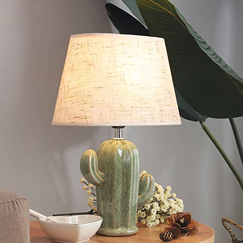 Cactus Desk Lamp with Ceramic Base and Fabric Lampshade