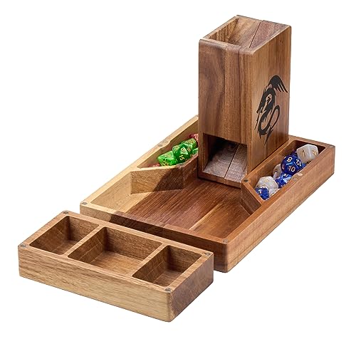 Tapeera Wooden Magnetic Dice Tower with Dice Tray