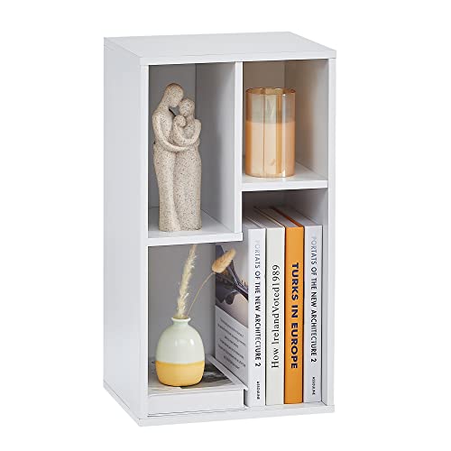 VECELO Small Bookshelf with Height Difference Shelves