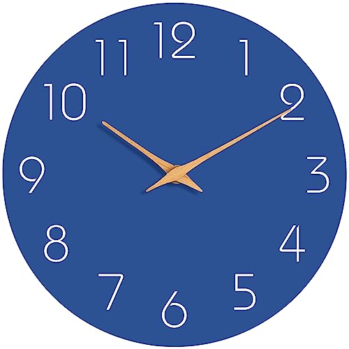Silent Non-Ticking 10 Inch Wall Clock - Modern Style Wooden Clock Decor