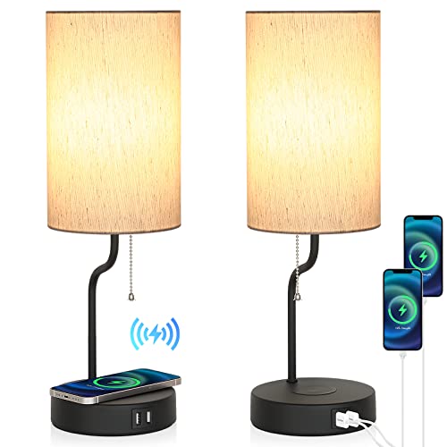 Modern Nightstand Lamps with Wireless Charging