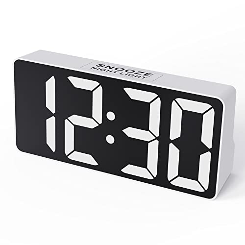 Compact Digital Alarm Clock with Large Display and Charging Station