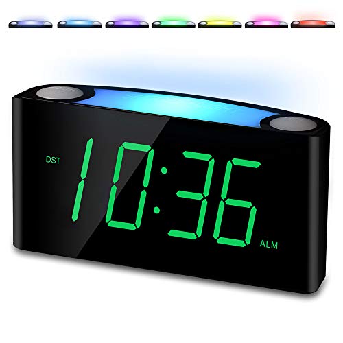 Digital Alarm Clock with 7.5" LED Display and 7 Color Night Light