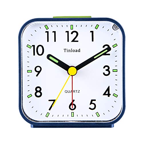 Compact Silent Analog Alarm Clock with Snooze and Light Functions