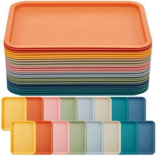 8 Pack Plastic Nonslip Serving Tray for Cafeteria, School Lunch