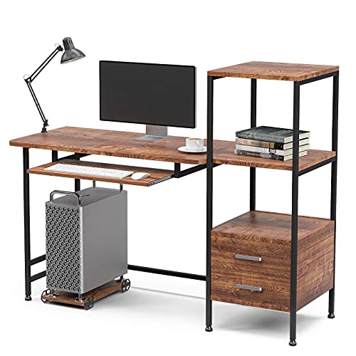 mecor 55" Modern Writing Desk with Bookshelf Storage
