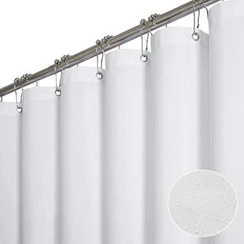 BTTN White Shower Curtain - Waterproof Cloth Shower Curtain Set