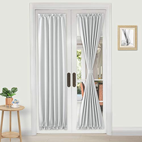 Thermal Insulated Blackout Tie Up Velcro Curtains For French Door 1 Panel