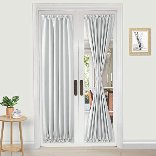 Thermal Insulated Blackout Tie Up Velcro Curtains For French Door