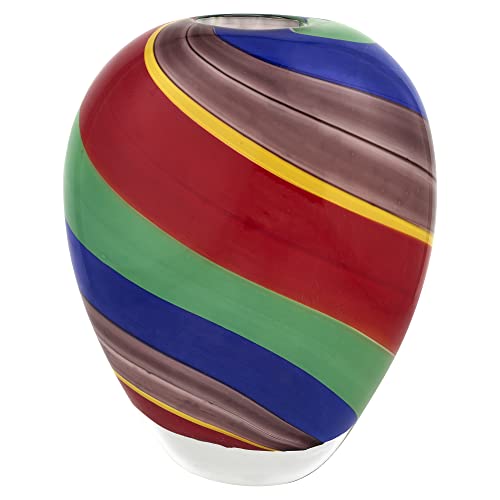Rainbow Murano-Style Art Glass Vase
