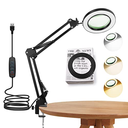 Hands-Free Lighted Magnifier with 3 Color Modes