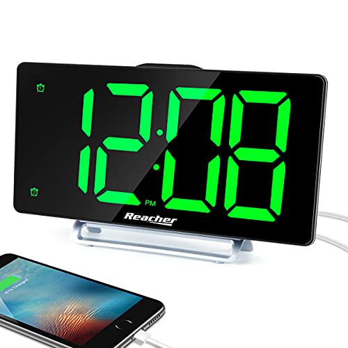 9" LED Digital Display Alarm Clock with Dual Alarm and USB Charger Port