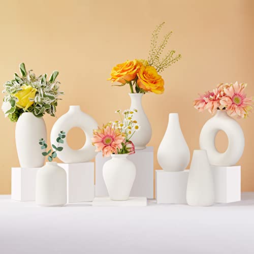 Set of 8 Ceramic Bud Vases for Flowers