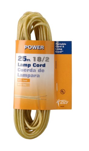 Coleman Cable 16/2 25-Foot Lamp Cord, Gold