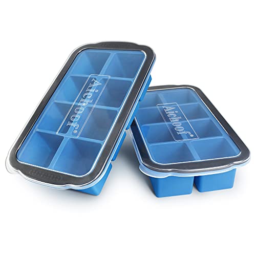 Large Square Ice Cube Tray with Lid 2 Pack