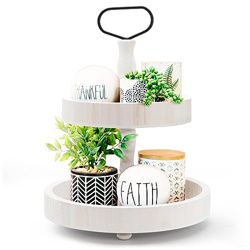 Rustic Tiered Tray Stand - Farmhouse Decor for Any Occasion