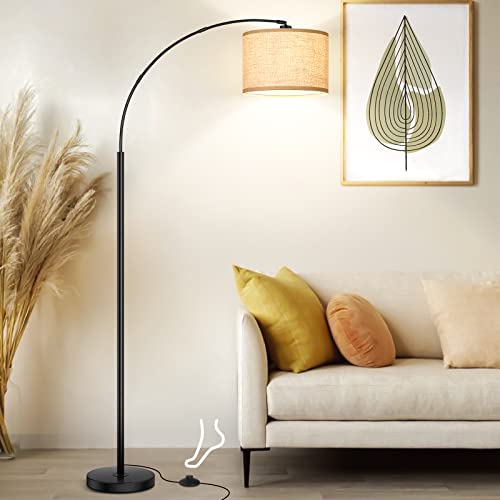 Modern Standing Lamp with Adjustable Hanging Drum Shade