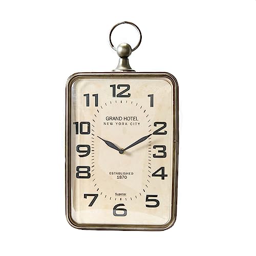 Rectangle Metal Hanging Wall Clock with Handle
