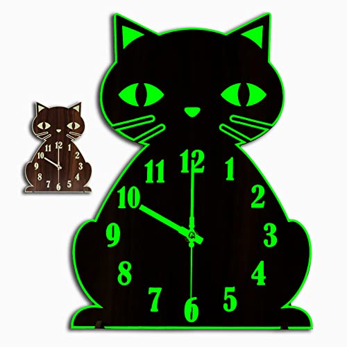 Glow in The Dark/Night Light Cat Wall Clock