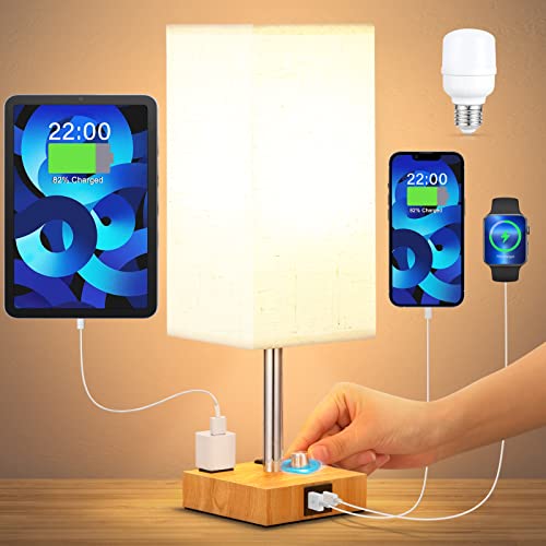 aooshine Dimmable Table Lamp with USB Ports and AC Outlets