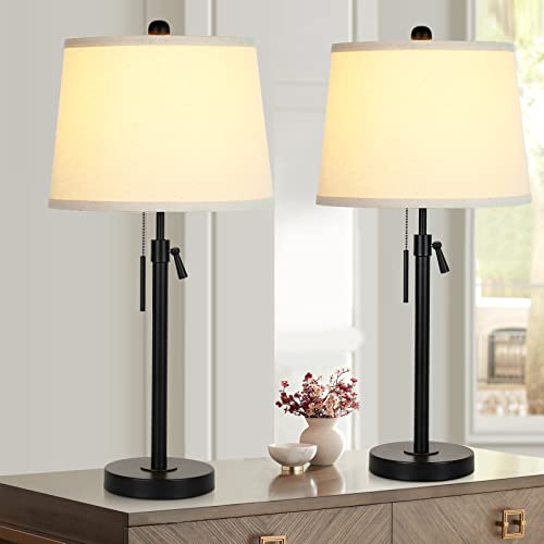 Adjustable Black Bedside Table Lamps Set of 2