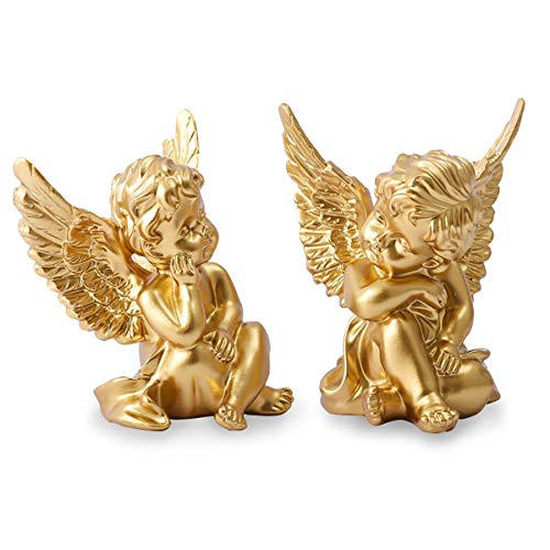 OwMell Gold Angels Resin Cherubs Statue Figurine