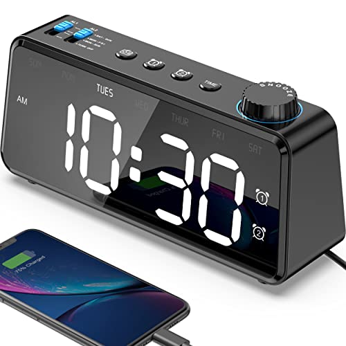 Bedroom Alarm Clock Radio with FM Radio and USB Charging Port