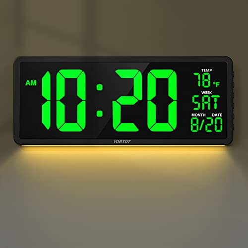 YORTOT 16” Large Digital Wall Clock with Remote Control and Night Lights