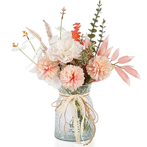 Artificial Flowers with Vase Champagne Silk Flowers Arrangements